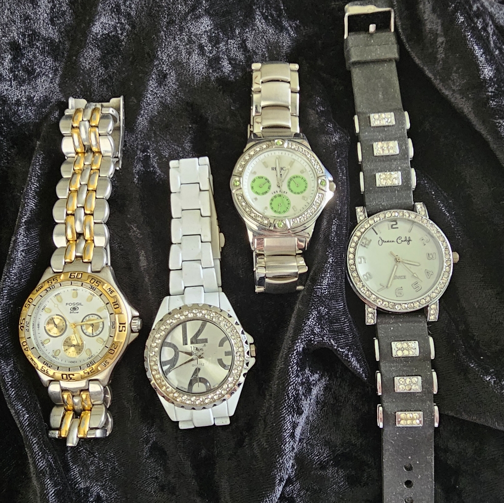 Fossil Gold And Silver Women's Bracelet Watch With Crystal Accents